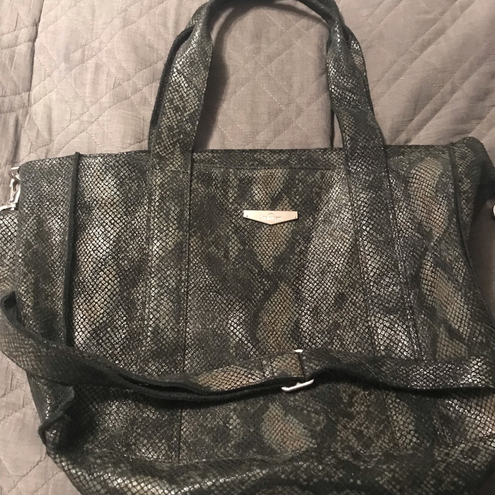 KIPLING Dark Green Snakeskin Leather Tote